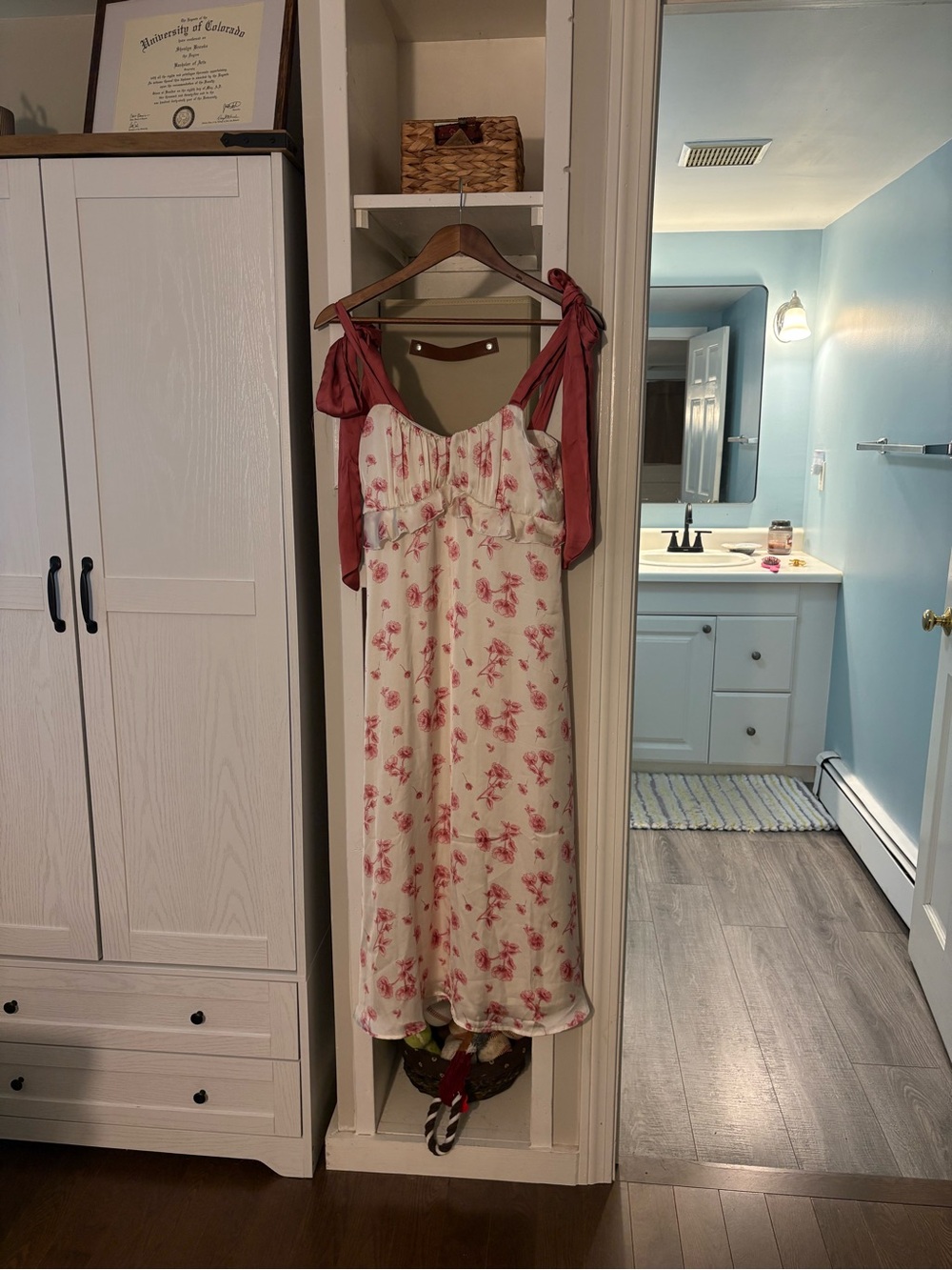 Francesca's White Floral Slip Dress with Pink Bloom Print - Picture 2 of 6